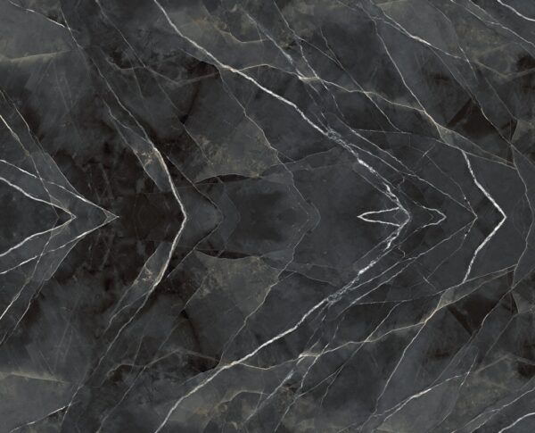 Blat kuchenny ze spieku kwarcowego Laminam Diamond Callacatta Black Starlit, wykonany na wymiar, czarny – polerowany