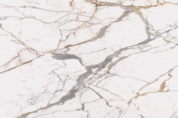 Blat łazienkowy ze spieku kwarcowego Florim Marble Eternal Gold, biały – matowy