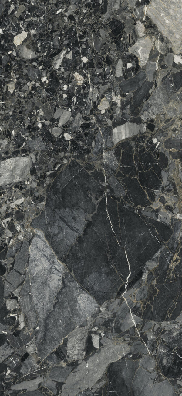Fartuch kuchenny (Backsplash) ze spieku kwarcowego AB Indi Black 120 x 260 cm, grubość 7 mm