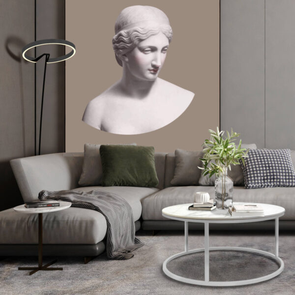 Tisch Franko Bali aus Keramik Laminam Bianco Statuario Venato Ø80