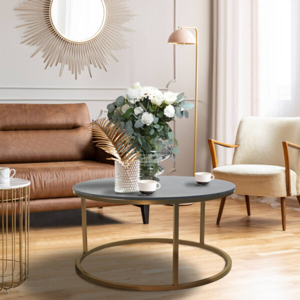 Tisch Franko Bali aus Keramik Laminam Cement Ash Ø80